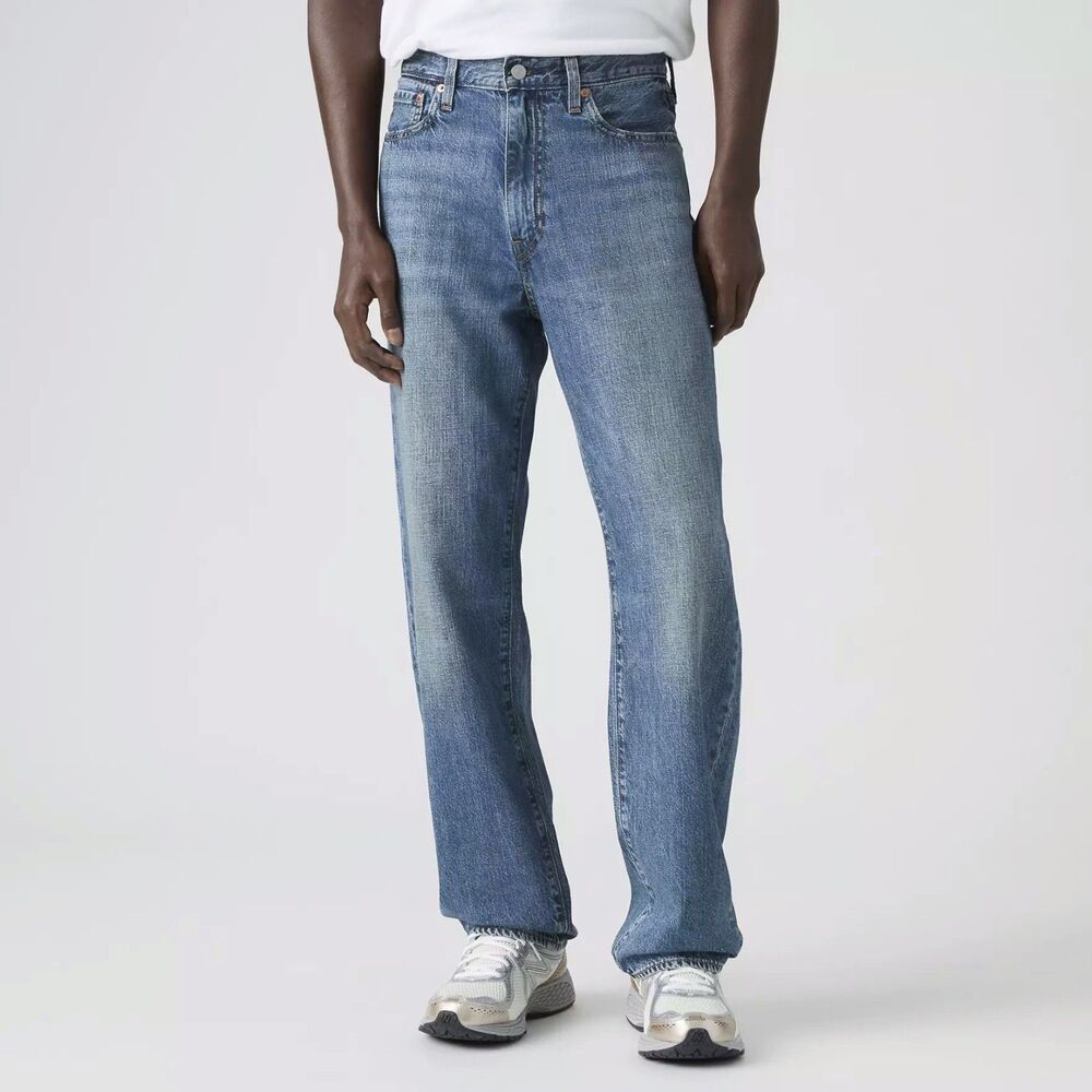 NWT $98 Men Size 34x32 Levi's Premium 568 Loose Straight Linen+ Med Wash Jeans